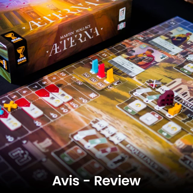 🔸Æterna🔸

(Fr & En)

💡: Martin Wallace
@matagot.france @grailgames 

👀 C'est bien ?

Æterna est un jeu stratégique accessible mais exigeant, combinant draft, majorité, placement et gestion sous forte tension. Sans innover, il réussit à proposer une expérience fluide, interactive et tendue, typique des jeux de Martin Wallace.

❤️Mécaniques classiques mais parfaitement maîtrisées
❤️Très bonne tension stratégique
❤️Interaction indirecte mais constante
❤️Rythme fluide et dynamique

💔Thème assez plaqué
💔Pas de réelle innovation mécanique
💔Pression constante (Révolte) qui peut frustrer les joueurs plus "tranquilles"
💔Peu tolérant à l’erreur (punitif

L'avis complet et la note sur : www.mr-boardgames.com
.
.
.
Copie presse
.
.
.
.
👀 Is it good?

Æterna is an accessible but demanding strategy game, combining drafting, majority, placement, and high-pressure management. While not innovative, it manages to offer a fluid, interactive, and tense experience, typical of Martin Wallace's games.

❤️Classic but perfectly mastered mechanics
❤️Very good strategic tension
❤️Indirect but constant interaction
❤️Fluid and dynamic pace

💔Fairly over-the-top theme
💔No real mechanical innovation
💔Constant pressure (Revolt) that can frustrate more "calm" players
💔Little tolerance for mistakes (punitive)

Full review and rating at: www.mr-boardgames.com
.
.
.
#boardgame #boardgamer #jeudesociete #jeuxdesociété #jeudeplateau #j2s #bgg #boardgamegeek #jeux #jds #juegodemesa #brettspiele #brettspiel #matagot