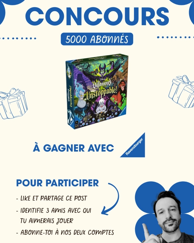 🎲 Concours du mois 🎲

Pour fêter (avec un peu de retard) les 5000 abonnés sur Instagram et les 1 an du site www.mr-boardgames.com 🎂

👉 Pour participer, rien de plus simple :
1️ - Likez ce post
2️ - Abonnez-vous aux comptes @mr_boardgames_com et @ravensburger.fr 
3️ - Identifiez en commentaire 3 amis avec qui vous aimeriez jouer

💡 N’hésitez pas à partager ce post en story ça fait toujours plaisir.

📍 Concours réservé aux particuliers résidant en France métropolitaine et en Belgique.

📅 Tirage au sort du gagnant en octobre.

⚠️ Ce concours n’est ni géré ni sponsorisé par Instagram.

#boardgame #boardgamer #jeudesociete #jeuxdesociété #jeudeplateau #j2s #bgg #bggcommunity #boardgamegeek #jeux #jds #tabletop #juegodemesa #brettspiele #concours