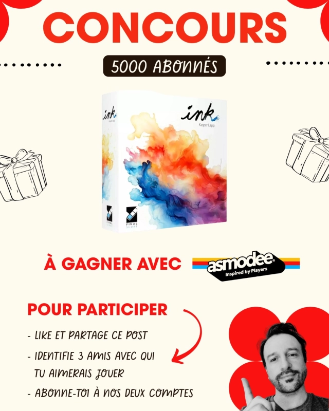 🎲 Concours du mois 🎲
Pour fêter (avec un peu de retard) les 5000 abonnés sur Instagram et les 1 an du site www.mr-boardgames.com 🎂
👉 Pour participer, rien de plus simple :
1️ - Likez ce post
2️ - Abonnez-vous aux comptes @mr_boardgames_com et @asmodee_fr 
3️ - Identifiez en commentaire 3 amis avec qui vous aimeriez jouer
💡 N’hésitez pas à partager ce post en story ça fait toujours plaisir.
📍 Concours réservé aux particuliers résidant en France métropolitaine et en Belgique.
📅 Tirage au sort du gagnant en octobre.
⚠️ Ce concours n’est ni géré ni sponsorisé par Instagram.
#boardgame #boardgamer #jeudesociete #jeuxdesociété #jeudeplateau #j2s #bgg #bggcommunity #boardgamegeek #jeux #jds #tabletop #juegodemesa #brettspiele #concours