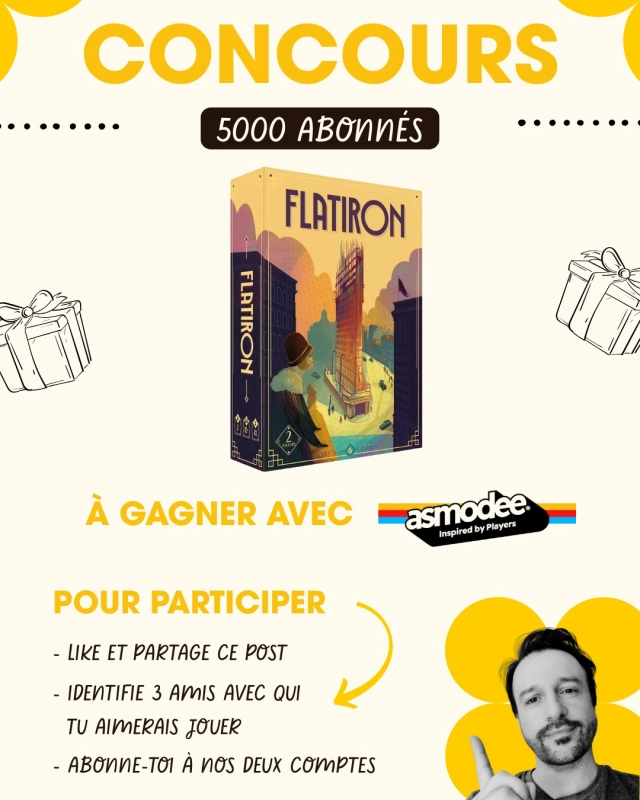 🎲 Concours du mois 🎲

Pour fêter (avec un peu de retard) les 5000 abonnés sur Instagram et les 1 an du site www.mr-boardgames.com 🎂

👉 Pour participer, rien de plus simple :
1️ - Likez ce post
2️ - Abonnez-vous aux comptes @mr_boardgames_com et @asmodee_fr
3️ - Identifiez en commentaire 3 amis avec qui vous aimeriez jouer

💡 N’hésitez pas à partager ce post en story ça fait toujours plaisir.

📍 Concours réservé aux particuliers résidant en France métropolitaine et en Belgique.

📅 Tirage au sort du gagnant en octobre.

⚠️ Ce concours n’est ni géré ni sponsorisé par Instagram.

#boardgame #boardgamer #jeudesociete #jeuxdesociété #jeudeplateau #j2s #bgg #bggcommunity #boardgamegeek #jeux #jds #tabletop #juegodemesa #brettspiele #concours