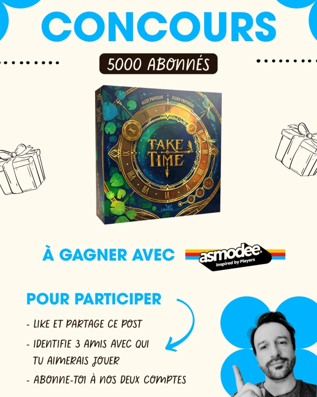 🎲 Concours du mois 🎲

Pour fêter (avec un peu de retard) les 5000 abonnés sur Instagram et les 1 an du site www.mr-boardgames.com 🎂

👉 Pour participer, rien de plus simple :
1️ - Likez ce post
2️ - Abonnez-vous aux comptes @mr_boardgames_com et @asmodee_fr
3️ - Identifiez en commentaire 3 amis avec qui vous aimeriez jouer

💡 N’hésitez pas à partager ce post en story ça fait toujours plaisir.

📍 Concours réservé aux particuliers résidant en France métropolitaine et en Belgique.

📅 Tirage au sort du gagnant en octobre.

⚠️ Ce concours n’est ni géré ni sponsorisé par Instagram.

#boardgame #boardgamer #jeudesociete #jeuxdesociété #jeudeplateau #j2s #bgg #bggcommunity #boardgamegeek #jeux #jds #tabletop #juegodemesa #brettspiele #concours