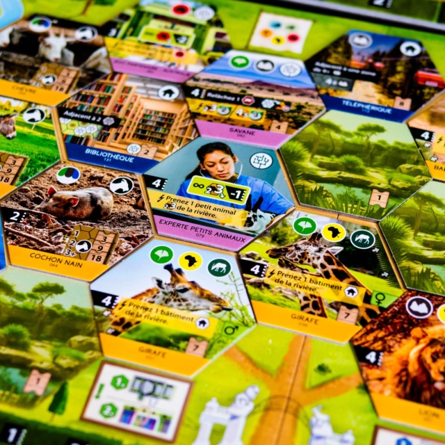 🔸Sanctuary 🔸
(Fr & En)

@super.meeple

👀 Comment on joue ?

Sanctuary est un jeu de placement de tuiles et de gestion de zoo directement inspiré de l’univers d’Ark Nova. 

Le jeu se déroule en plusieurs tours successifs jusqu’à ce qu’une condition de fin de partie soit remplie.

1. Le système de cartes Action
Chaque joueur possède 4 cartes Action placées sous son plateau. Leur position détermine leur force (de 1 à 4 ou 5). Lorsqu’une action est jouée, elle retombe à la force 1 et pousse les autres vers la droite, les rendant plus puissantes pour le futur.

2. Déroulement d’un tour
À votre tour, vous effectuez obligatoirement deux étapes :

💠Prendre une tuile : Vous récupérez une tuile dans la « rivière » (le marché commun) selon la portée de votre action Projet actuelle.

💠Effectuer une action : Vous choisissez l’une de vos 4 cartes pour:

- Gagner des tuiles : En piocher ou en prendre dans la rivière.

- Jouer des tuiles : Poser des Animaux (jaunes) ou des Projets (violets) dans votre zoo en payant leur coût en force d’action.

3. Les actions facultatives
Après vos obligations, vous pouvez:

💠Jouer un Bâtiment (bleu) : Si vous respectez ses conditions de proximité (ex: être à côté de deux icônes forêt).

💠Soutenir un Objectif de Conservation : Si vous possédez assez d’icônes d’un type (Oiseau, Afrique, etc.), vous placez un jeton pour valider des points.

💠Améliorer vos cartes : En remplissant certains paliers (avoir 2 projets, 4 animaux différents, etc.), vous retournez vos cartes sur leur face II, plus puissante.

4. Fin de partie
La partie s’arrête si un joueur soutient son 4ème objectif, remplit tout son plateau ou si la pioche est vide.

.
.
.
Un grand merci à la boutique en ligne Esprit Jeu qui m’a permis de tester ce jeu grâce à l’envoi d’une copie.

Visitez leur site internet : www.espritjeu.com @espritjeu